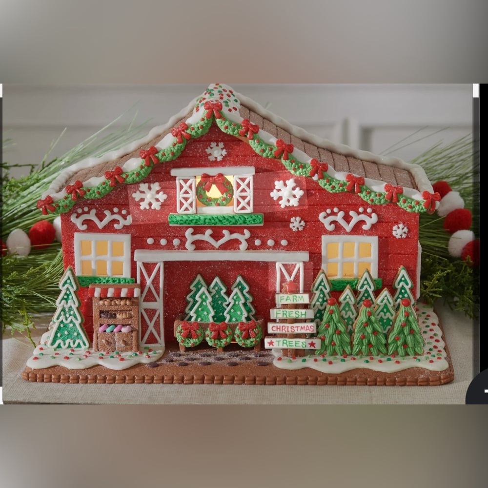 Santa’s Tree Farm illuminated Christmas Gingerbread House Valerie Parr Hill